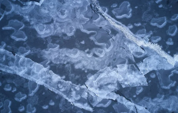 Glace Fissurée Sur Lac Gelé Dessus Drone Texture Abstraite Glacier — Photo