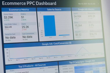 New York, ABD - 24 Kasım 2020: Google reklamları dizüstü bilgisayardaki ppc gösterge paneli