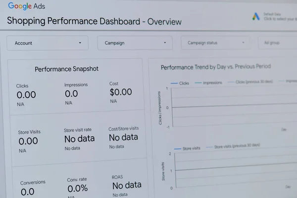 New York Usa November 2020 Google Ads Shopping Performance Dashboard — Stock Photo, Image