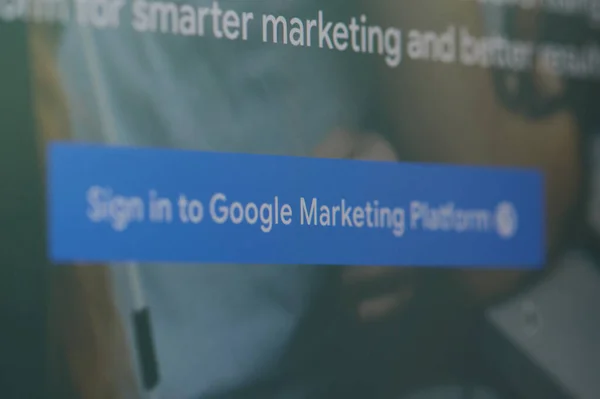 New York Usa November 2020 Sign Google Marketing Platform Laptop — 스톡 사진