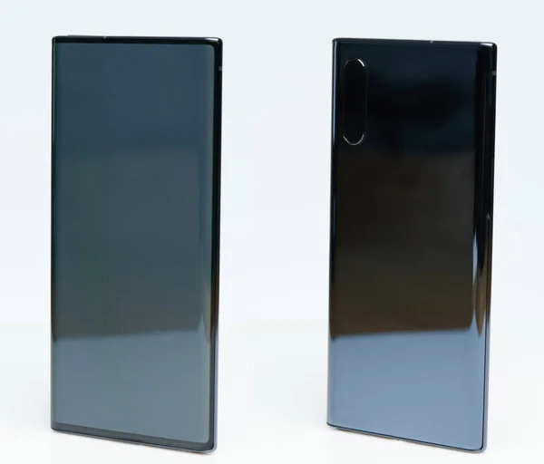 Isometric Views Black Modern Smartphone Isolated White Studio Background — Stock Photo, Image