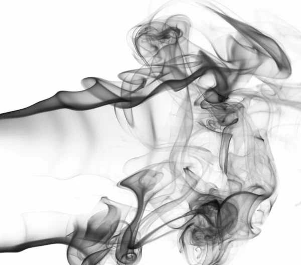 Astratto Fumo Nero Trasparente Vortice Sfondo Bianco Nube Mistero Curva — Foto Stock