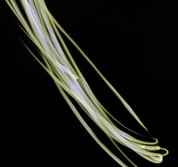 Neon Illuminated Yellow Lines Isolated Black Background — Stock Photo, Image