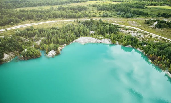 Quarry Naturen Landskap Antenn Drönare Syn Solig Dag — Stockfoto