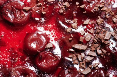 Kirazlı kek arka planı. Tatlı tatlı paslı fırın teması