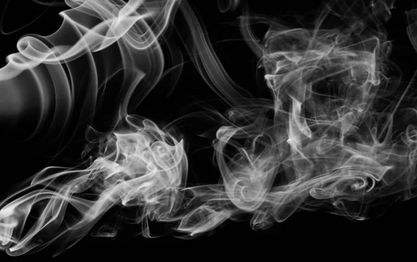 White smoke swirls transparent overlay background on black