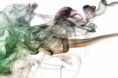 Soyut kahverengi ışık duman eğrisi arkaplanı beyaz arkaplan üzerinde izole