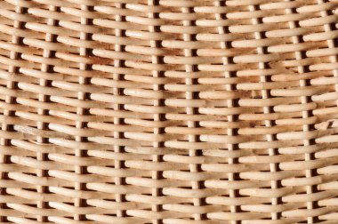 Örülmüş kahverengi örgü dokusu arkaplanı kapat. Saman örgüsünün ayrıntıları