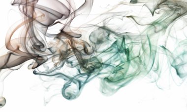 Beyaz arka planda pürüzsüz, soyut duman girdapları. Grafik tasarım afişi