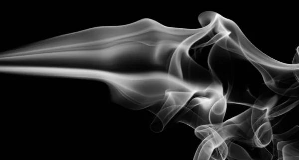 White Smoke Curl Swirl Isolated Black Background — Stock Photo, Image