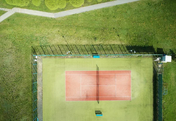 Tennisplatz Rund Die Grüne Wiese Oberhalb Der Drohnensicht — Stockfoto