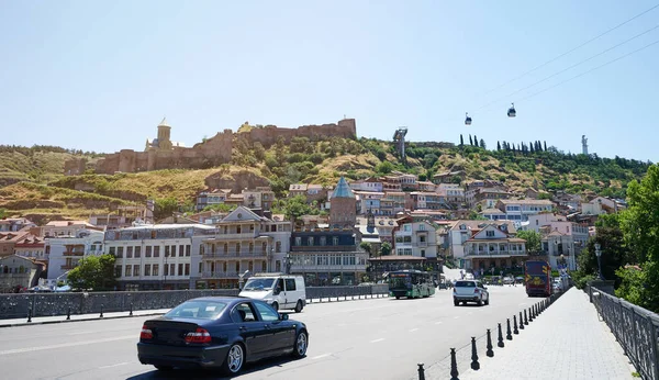 Kota Tua Dengan Benteng Batu Bata Tbilisi Pada Hari Yang — Stok Foto