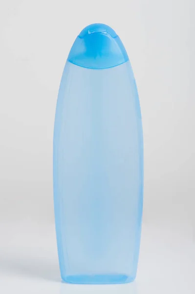 Recipiente Plástico Azul Limpo Vazio Isolado Fundo Estúdio Branco Vista — Fotografia de Stock