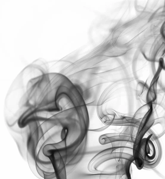 Mistero Nero Fumo Curva Sfondo Isolato Bianco — Foto Stock