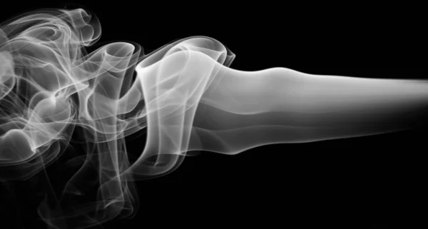 Wide Smoke Line Curles Isolated Black Background — Stock Photo, Image