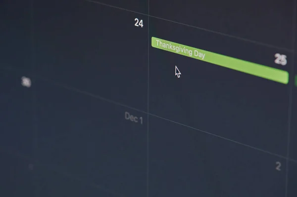 Takvim Dijital Sayfasında Şükran Günü Tatili Yakın Görünüm — Stok fotoğraf