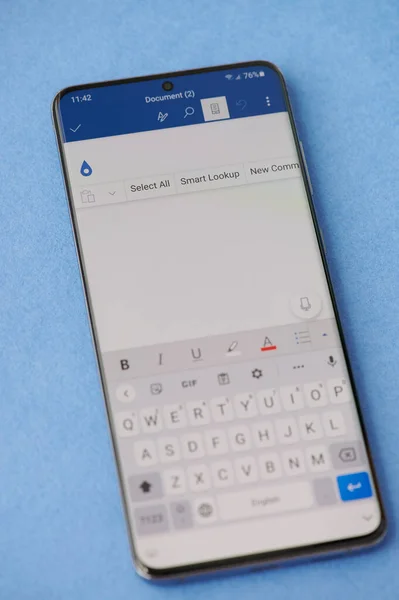 New York Usa June 2021 Creating New Word Document Smartphone — 스톡 사진