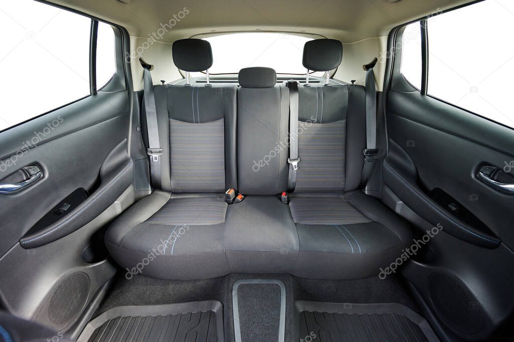 Grey color textile car rear seat isolated on studio background