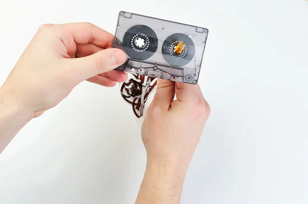 Riavvolgere casette audio con nastro — Foto Stock