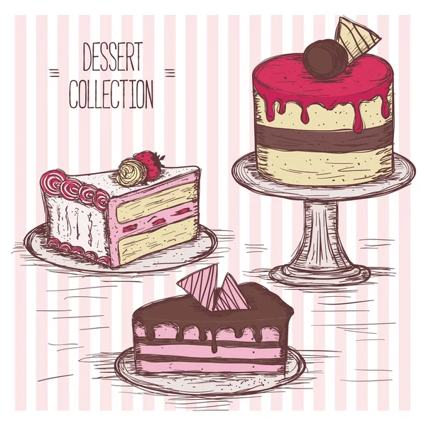 Hand drawn dessert collection — Stock Vector
