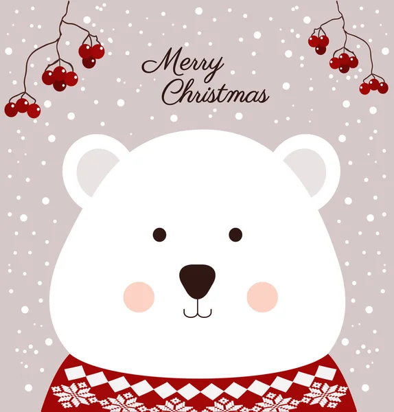 Christmas card with cute bear — Stock Vector