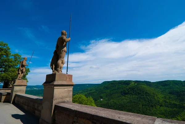 Hohenzollern Castle guard statues and surroundings — Stock Photo, Image