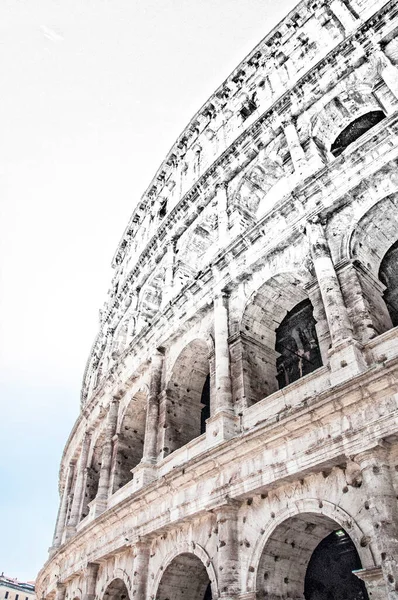 Колизей Риме Италия Между Рисованием Реальностью — стоковое фото