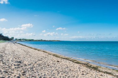 Oleron adasındaki La Phibie plajı, Fransa 'da güzel mavi bir gökyüzünün altında