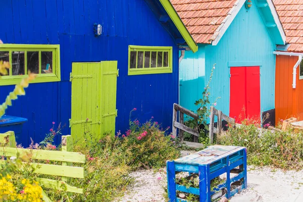 Färgglada Stugor Olerons Hamn Oleron Frankrike — Stockfoto