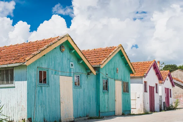 Färgglada Stugor Olerons Hamn Oleron Frankrike — Stockfoto