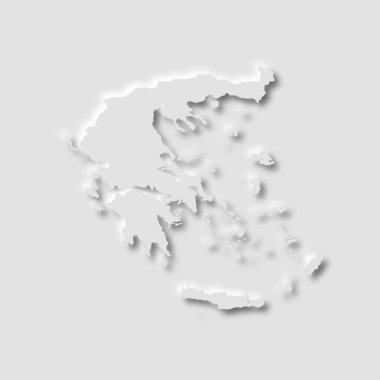 Yunanistan haritası beyaz arkaplan ve vektör illüstrasyonunda neumorfizm tarzında