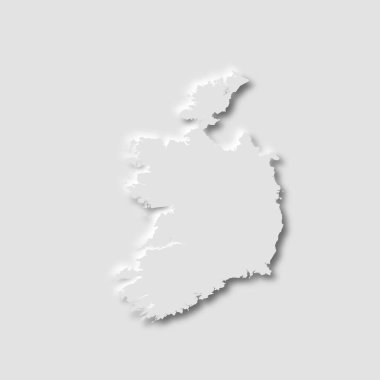 Beyaz arkaplanda neumorfizm biçiminde İrlanda haritası, vektör illüstrasyonu
