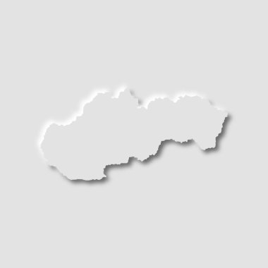 Beyaz arkaplan üzerindeki Slovakya haritası neumorfizm biçimi, vektör illüstrasyonu