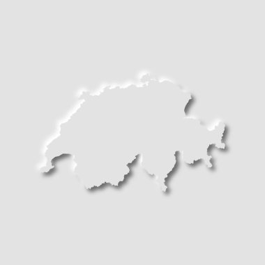 Beyaz arkaplanda neumorfizm biçiminde İsviçre haritası, vektör çizimi