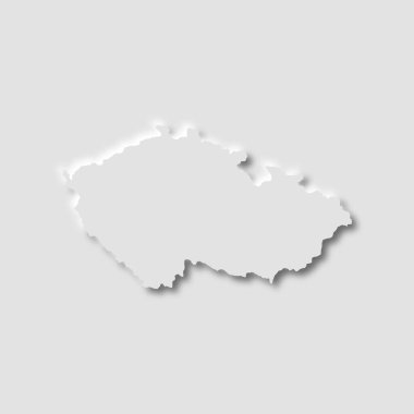 Beyaz arkaplan üzerindeki Çek Cumhuriyeti haritası neumorfizm biçimi, vektör illüstrasyonu