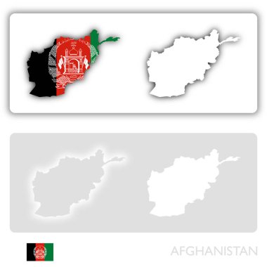 Afganistan haritası bayrak ve gölge ile
