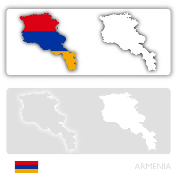 Armenia Mapa Con Bandera Sombra —  Fotos de Stock