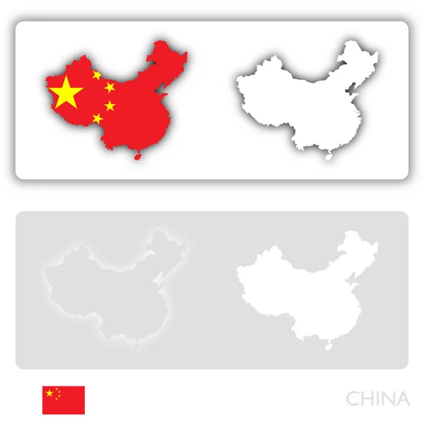 China Karte Mit Flagge Und Schatten — Stockfoto