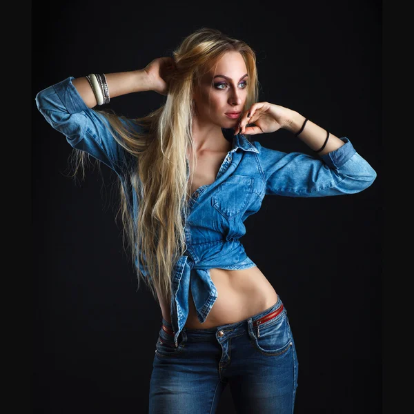 Beau corps de femme en jeans Images De Stock Libres De Droits