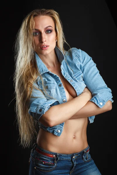 Beau corps de femme en jeans Images De Stock Libres De Droits