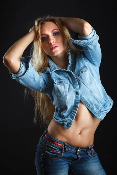 Bella donna corpo in jeans Foto Stock