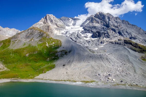 Lago Largo Paisaje Glaciar Alpino Grande Casse Los Alpes Franceses — Foto de Stock