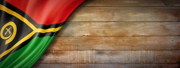 Vanuatu Flag Vintage Wood Wall Horizontal Panoramic Banner — Stock Photo, Image