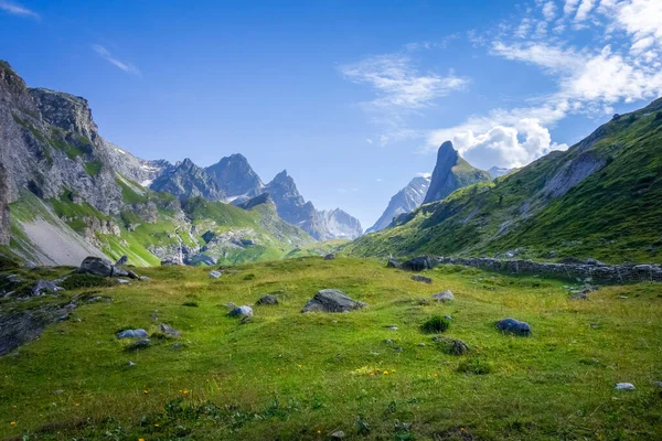 Montanha Pastos Paisagem Pralognan Vanoise Alpes Franceses — Fotografia de Stock