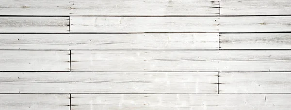 古い白い木製の板の背景の質感 水平バナー壁紙の背景 — ストック写真