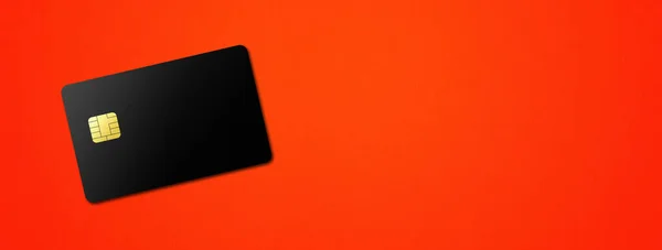 Black Credit Card Template Red Background Banner Illustration — Stock Photo, Image