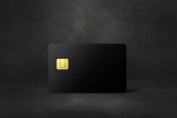 Zwart Credit Card Sjabloon Een Donkere Betonnen Achtergrond Illustratie — Stockfoto