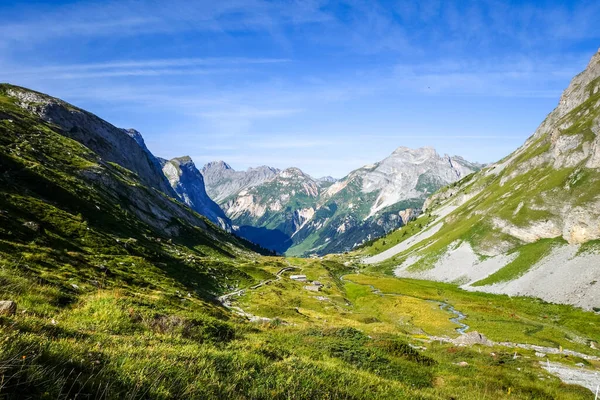 Paisagem Montanha Trilhas Para Caminhadas Parque Nacional Pralognan Vanoise Alpes — Fotografia de Stock