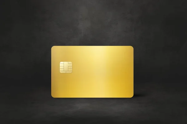 Goud Credit Card Template Een Zwarte Betonnen Achtergrond Illustratie — Stockfoto