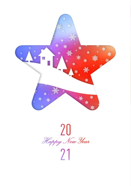 2021 Ευτυχισμένο Νέο Έτος Ουράνιο Τόξο Κάρτα Στο Πλαίσιο Αστέρι — Φωτογραφία Αρχείου